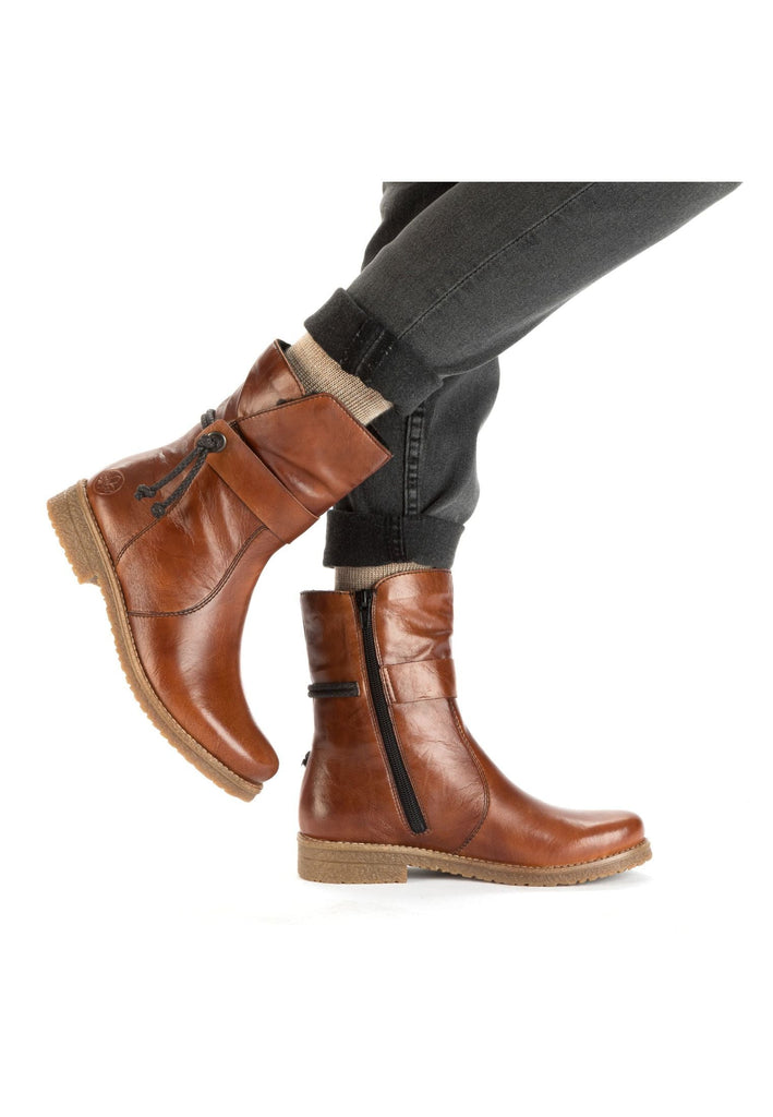 Rieker Stiefelette Lederimitat Rotbraun