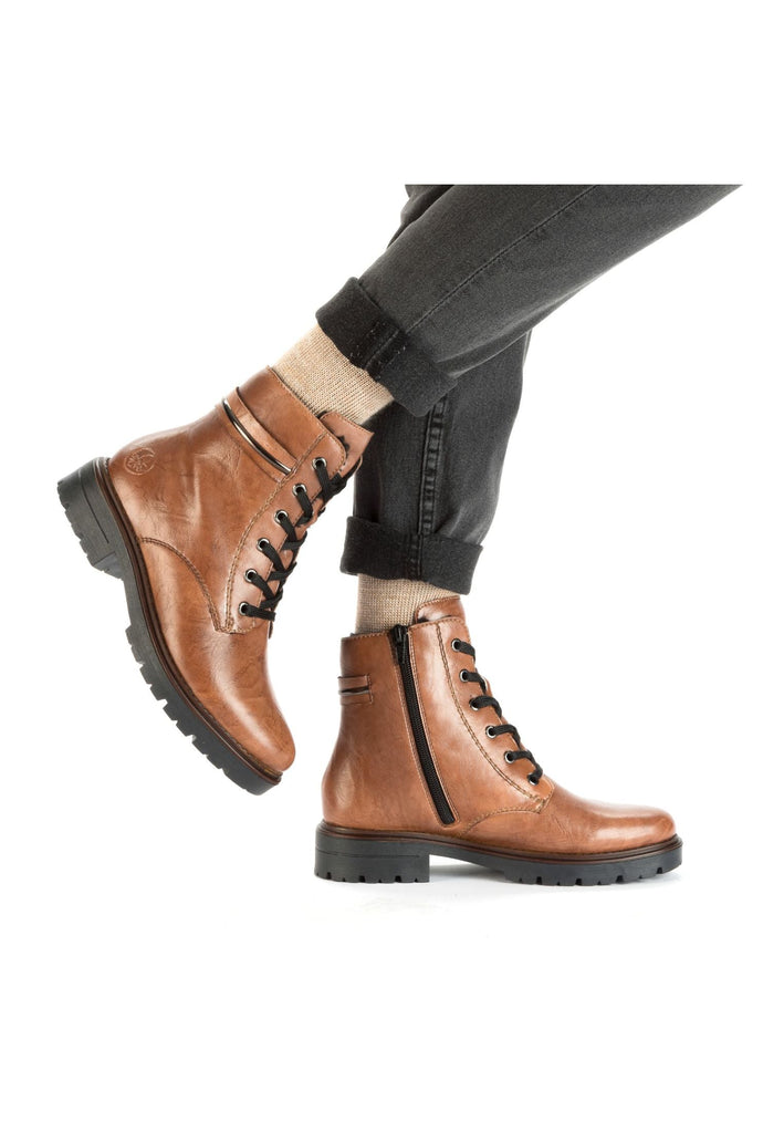 Rieker Stiefelette Lederimitat Rotbraun