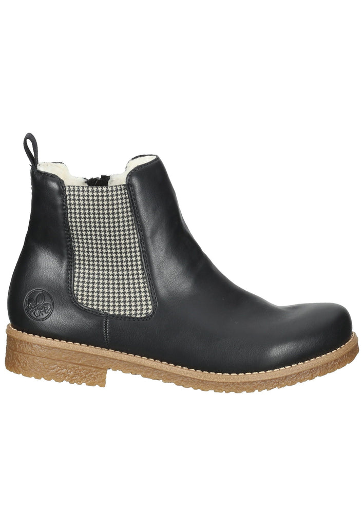 Rieker Stiefelette Lederimitat Schwarz/Beige Warmfutter