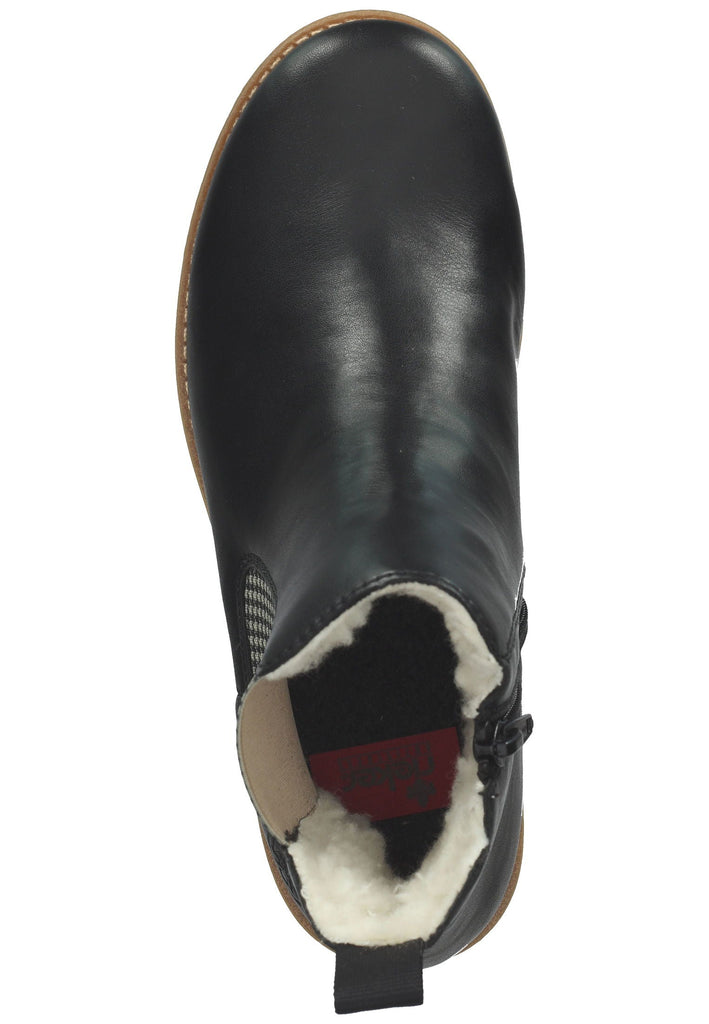 Rieker Stiefelette Lederimitat Schwarz/Beige Warmfutter