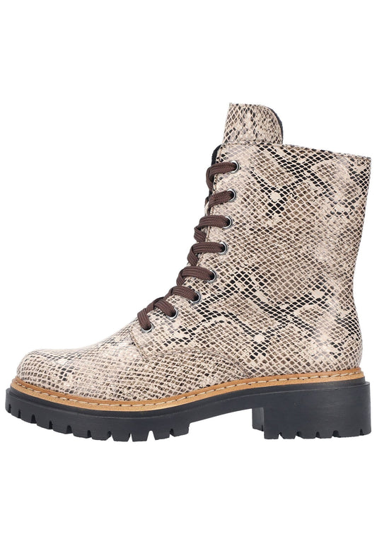 Rieker Stiefelette Lederimitat Schwarz/Beige Warmfutter