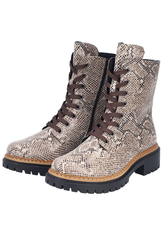 Rieker Stiefelette Lederimitat Schwarz/Beige Warmfutter