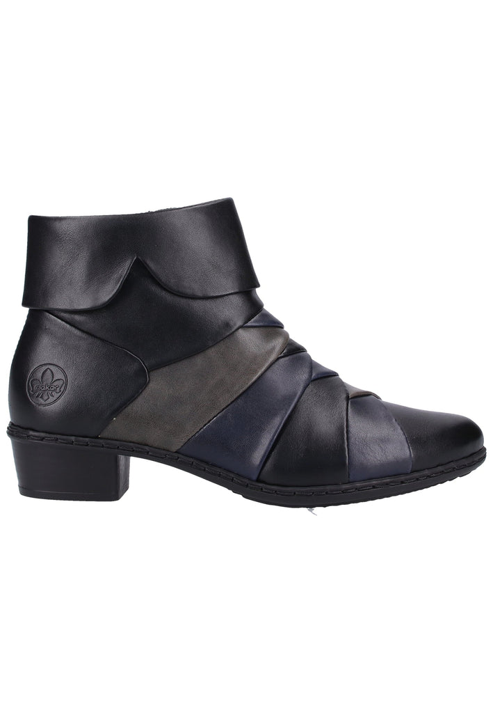 Rieker Stiefelette Lederimitat Schwarz/Blau Warmfutter