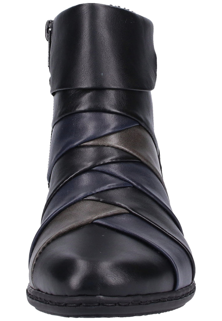 Rieker Stiefelette Lederimitat Schwarz/Blau Warmfutter