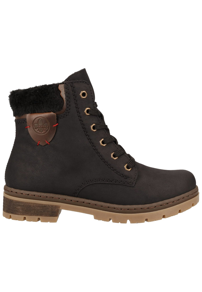 Rieker Stiefelette Lederimitat Schwarz/Braun Warmfutter