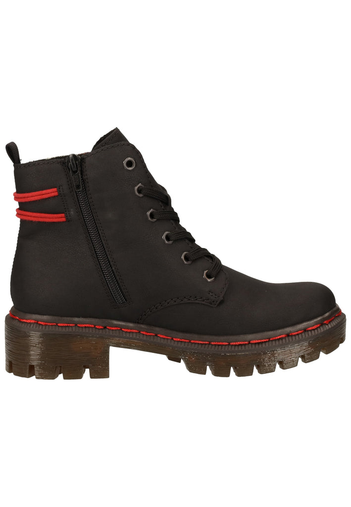 Rieker Stiefelette Lederimitat Schwarz/grau Warmfutter