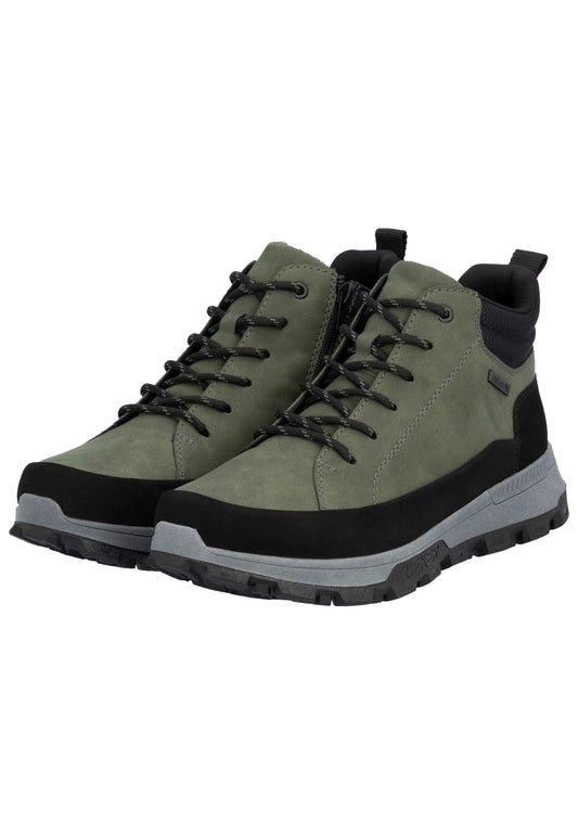 Rieker Stiefelette Lederimitat Schwarz/Grün
