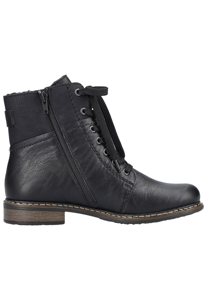 Rieker Stiefelette Lederimitat Schwarz/Schwarz