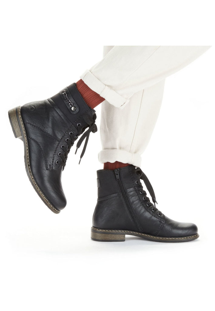 Rieker Stiefelette Lederimitat Schwarz/Schwarz