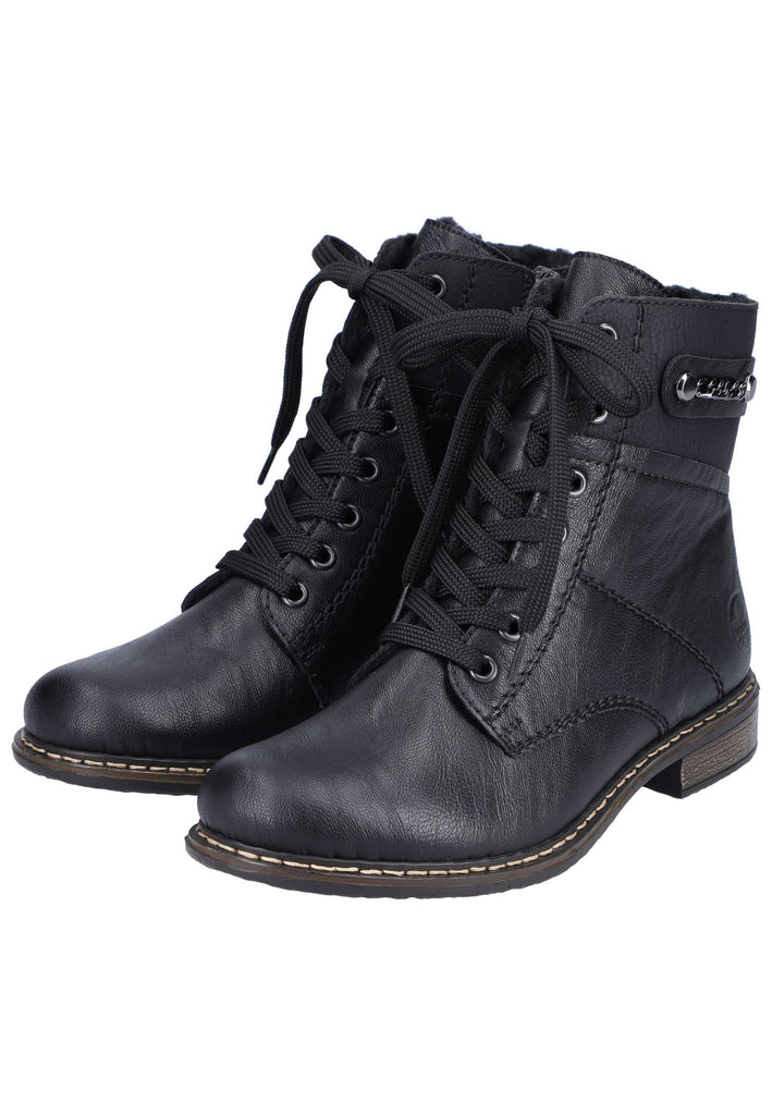 Rieker Stiefelette Lederimitat Schwarz/Schwarz