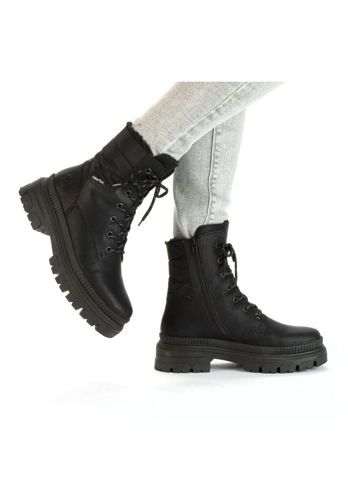 Rieker Stiefelette Lederimitat Schwarz/Schwarz