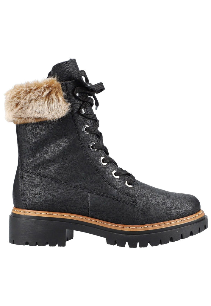 Rieker Stiefelette Lederimitat Schwarz Warmfutter