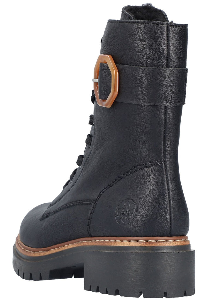Rieker Stiefelette Lederimitat Schwarz Warmfutter
