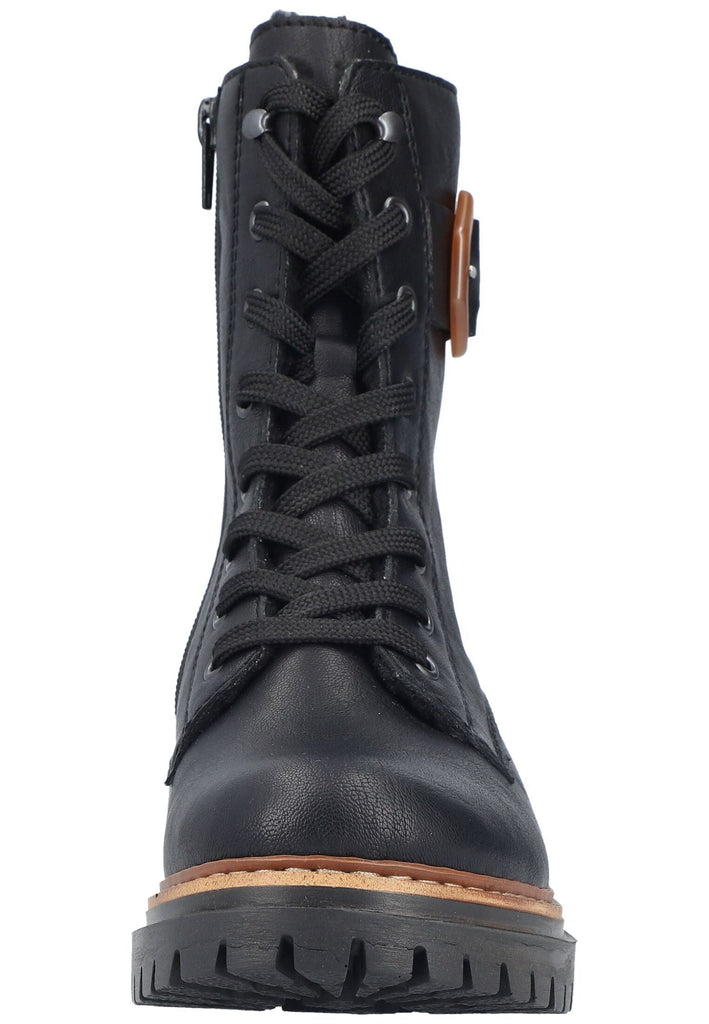 Rieker Stiefelette Lederimitat Schwarz Warmfutter