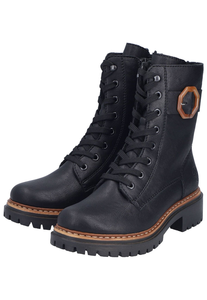 Rieker Stiefelette Lederimitat Schwarz Warmfutter