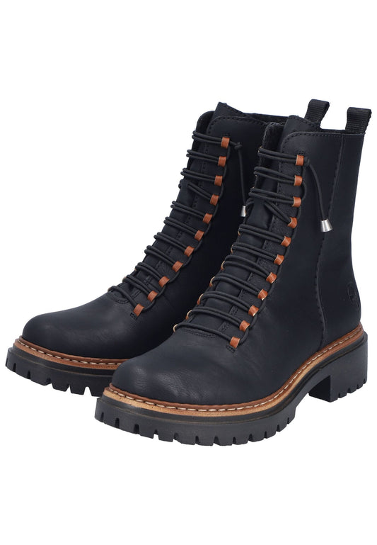 Rieker Stiefelette Lederimitat Schwarz Warmfutter