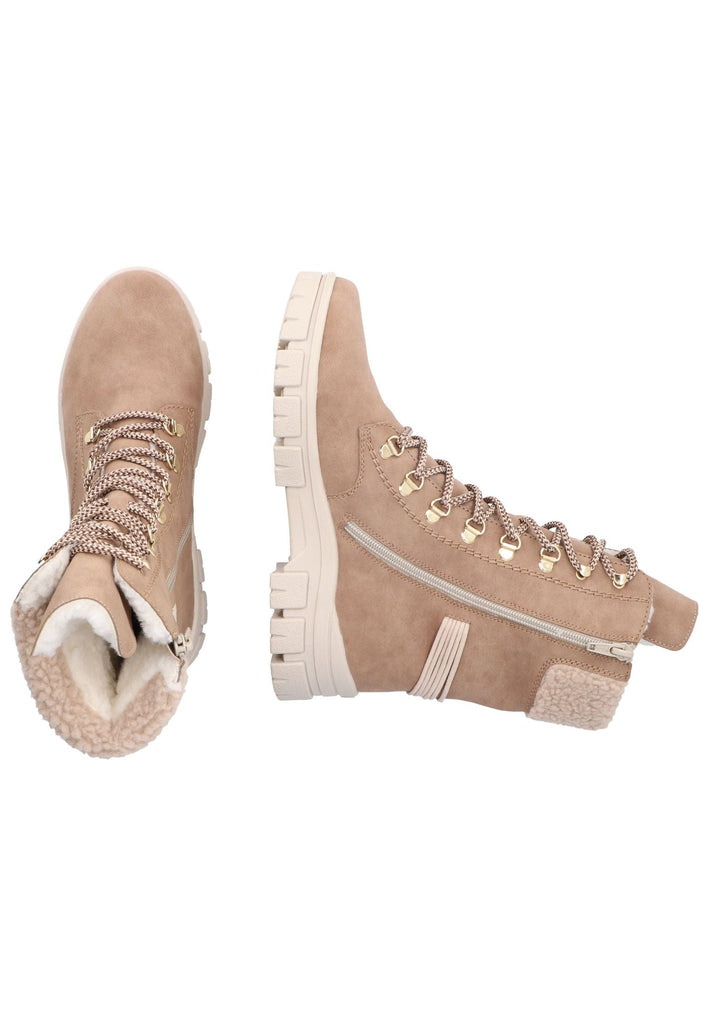Rieker Stiefelette Lederimitat/Textil Braun/Beige
