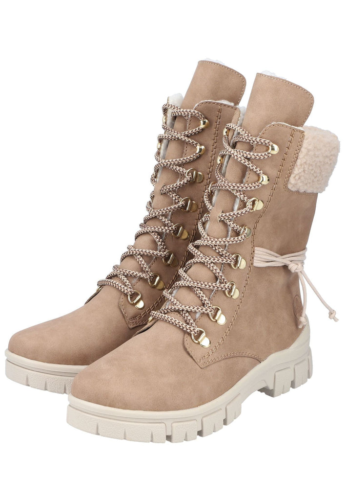 Rieker Stiefelette Lederimitat/Textil Braun/Beige