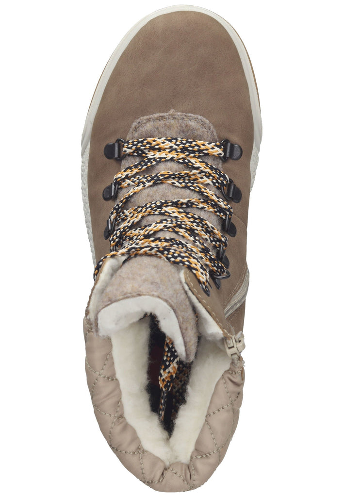 Rieker Stiefelette Lederimitat/Textil Braun/Beige Warmfutter