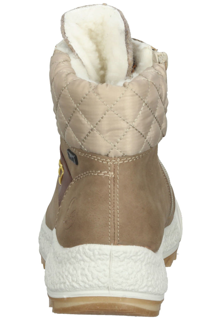 Rieker Stiefelette Lederimitat/Textil Braun/Beige Warmfutter