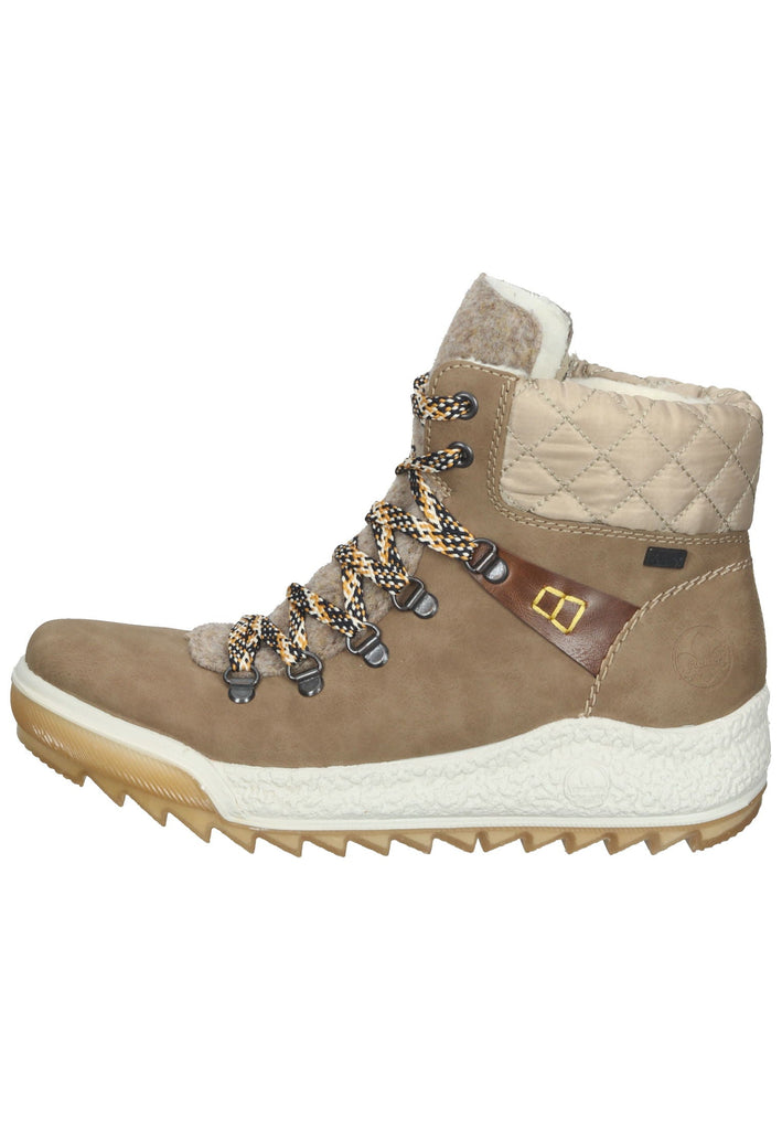 Rieker Stiefelette Lederimitat/Textil Braun/Beige Warmfutter