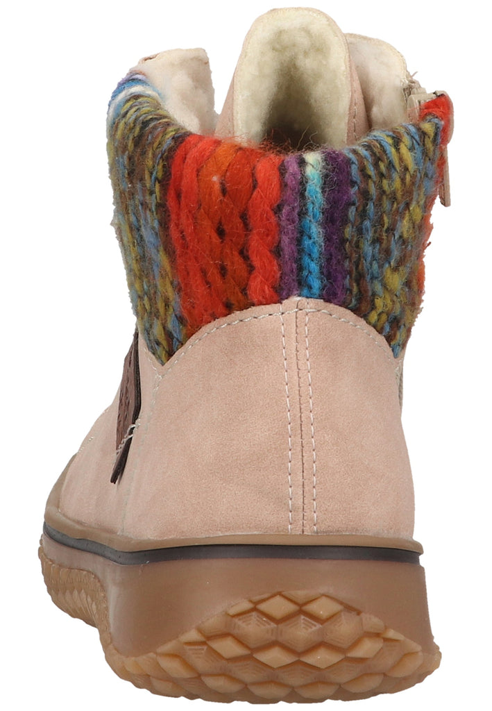 Rieker Stiefelette Lederimitat/Textil Rosa Warmfutter