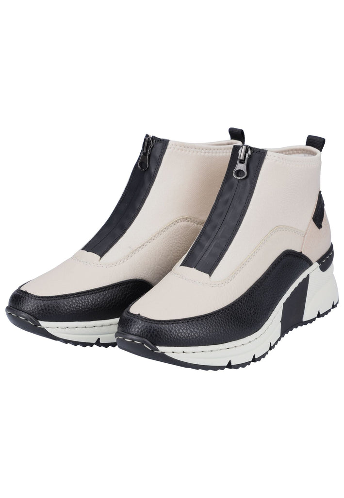 Rieker Stiefelette Lederimitat/Textil Schwarz/Beige