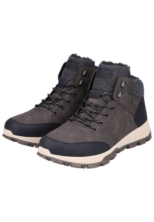 Rieker Stiefelette Lederimitat/Textil Schwarz/Braun