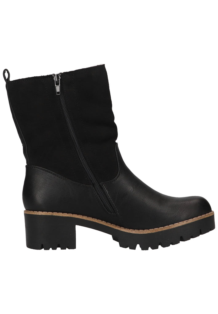 Rieker Stiefelette Lederimitat/Textil Schwarz/Braun Warmfutter