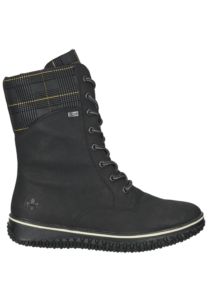 Rieker Stiefelette Lederimitat/Textil Schwarz/Gold Warmfutter