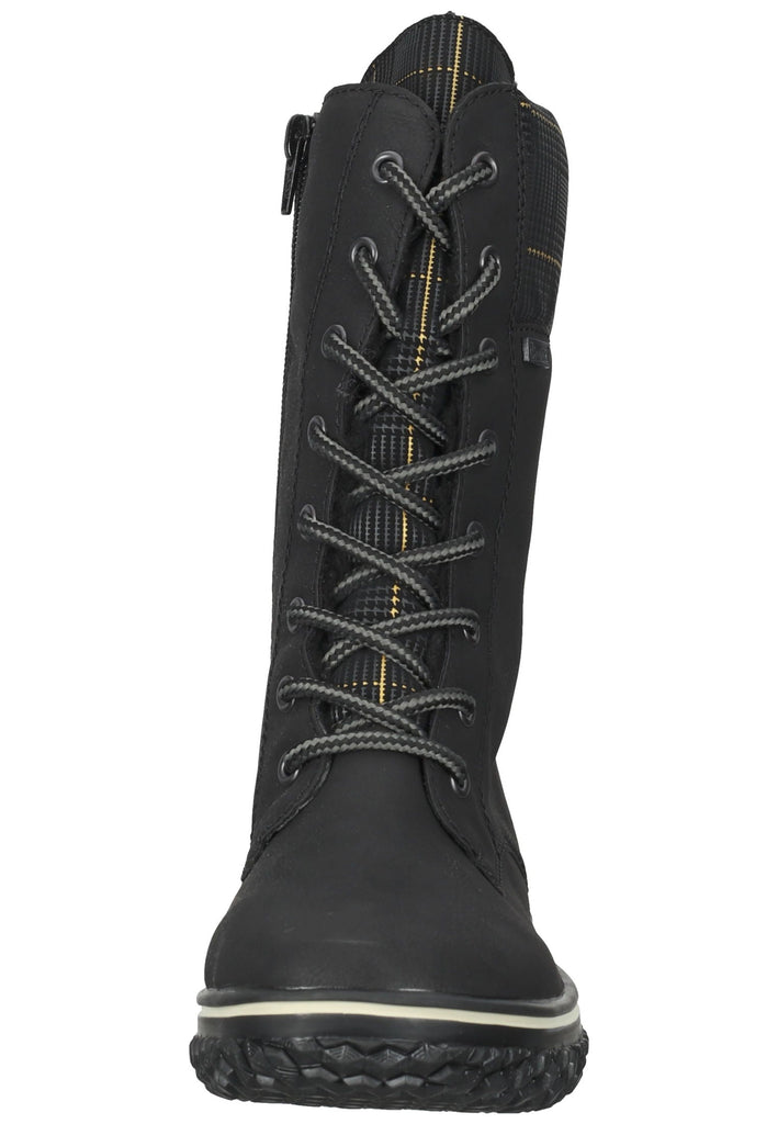 Rieker Stiefelette Lederimitat/Textil Schwarz/Gold Warmfutter