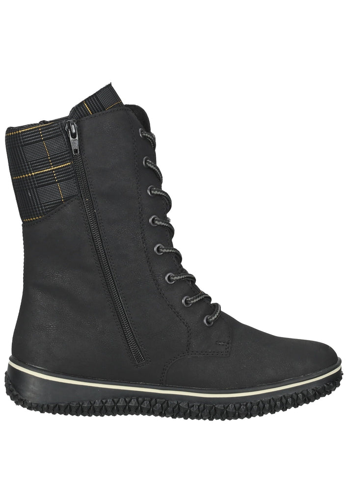 Rieker Stiefelette Lederimitat/Textil Schwarz/Gold Warmfutter