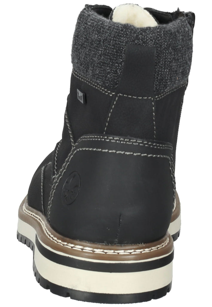 Rieker Stiefelette Lederimitat/Textil Schwarz/Grau Warmfutter