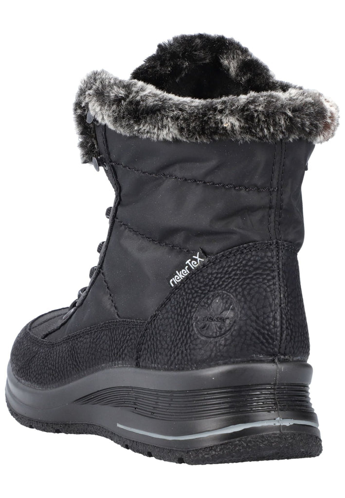 Rieker Stiefelette Lederimitat/Textil Schwarz/grau Warmfutter