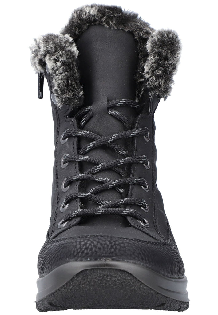 Rieker Stiefelette Lederimitat/Textil Schwarz/grau Warmfutter