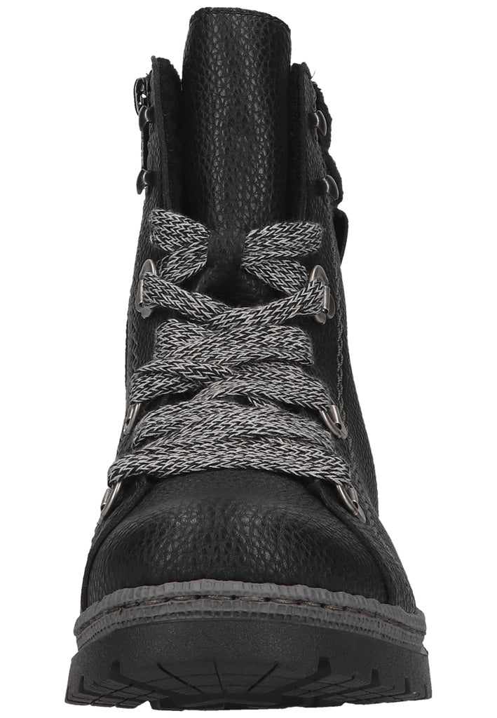 Rieker Stiefelette Lederimitat/Textil Schwarz/grau Warmfutter