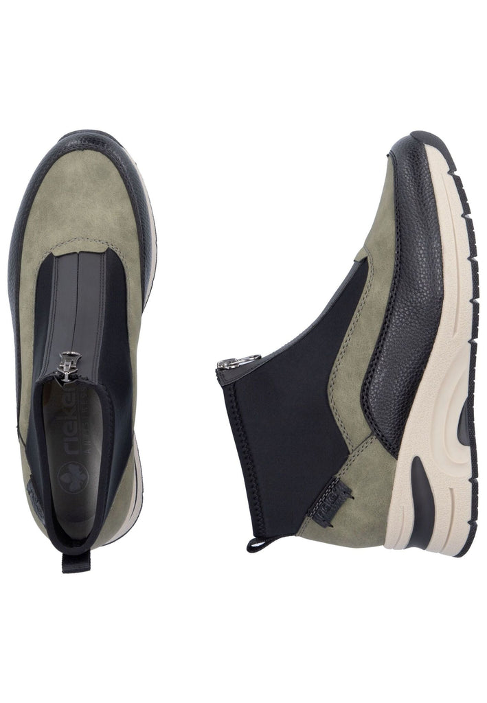 Rieker Stiefelette Lederimitat/Textil Schwarz/Grün