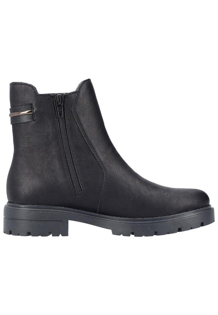 Rieker Stiefelette Lederimitat/Textil Schwarz/Schwarz Warmfutter