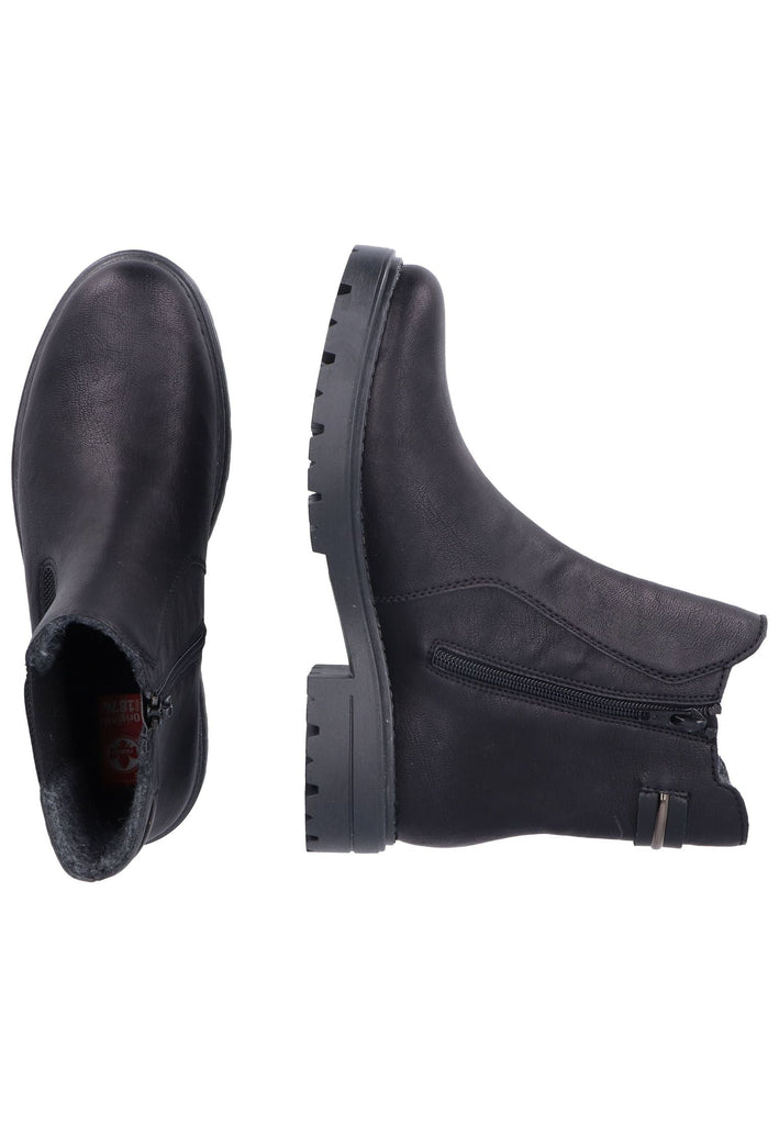 Rieker Stiefelette Lederimitat/Textil Schwarz/Schwarz Warmfutter
