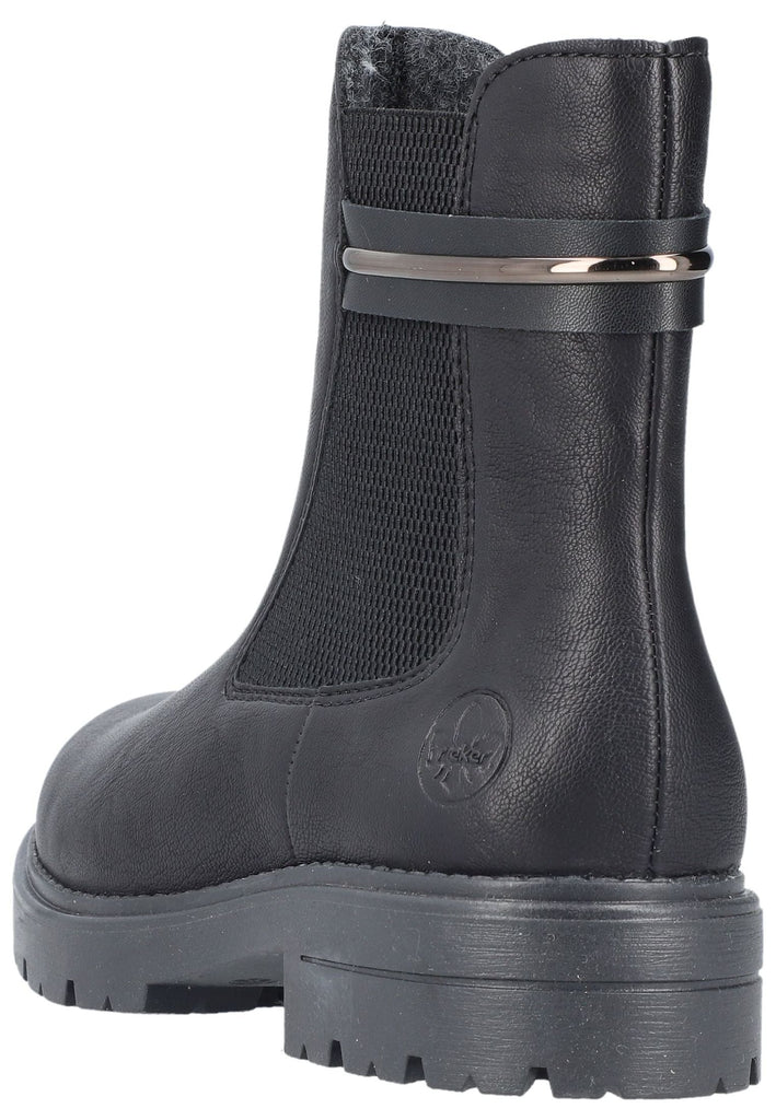 Rieker Stiefelette Lederimitat/Textil Schwarz/Schwarz Warmfutter