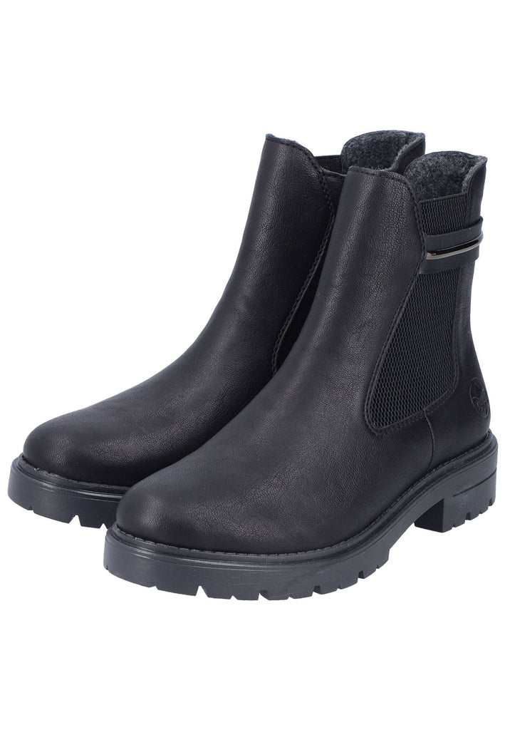 Rieker Stiefelette Lederimitat/Textil Schwarz/Schwarz Warmfutter