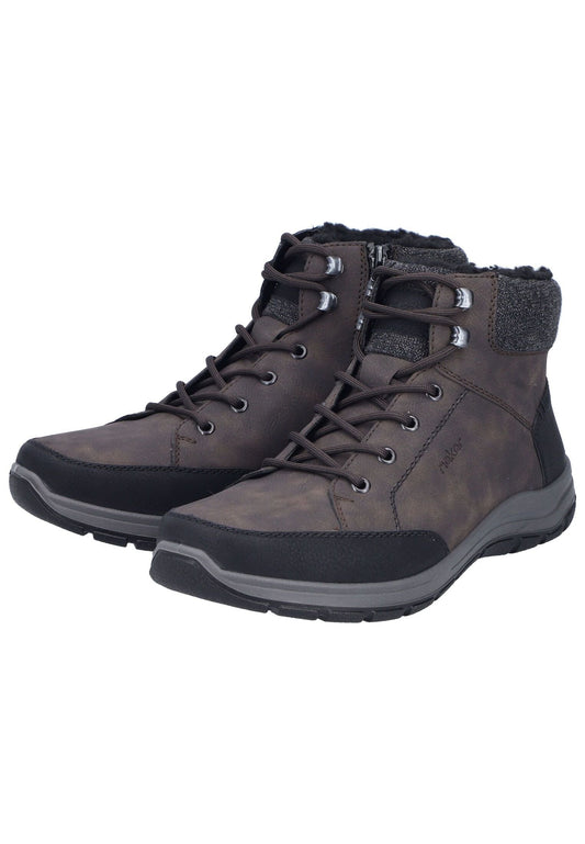 Rieker Stiefelette Lederimitat/Textil Schwarz Warmfutter