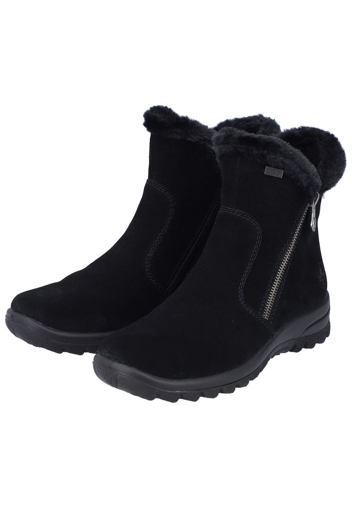 Rieker Stiefelette Veloursleder Schwarz Warmfutter