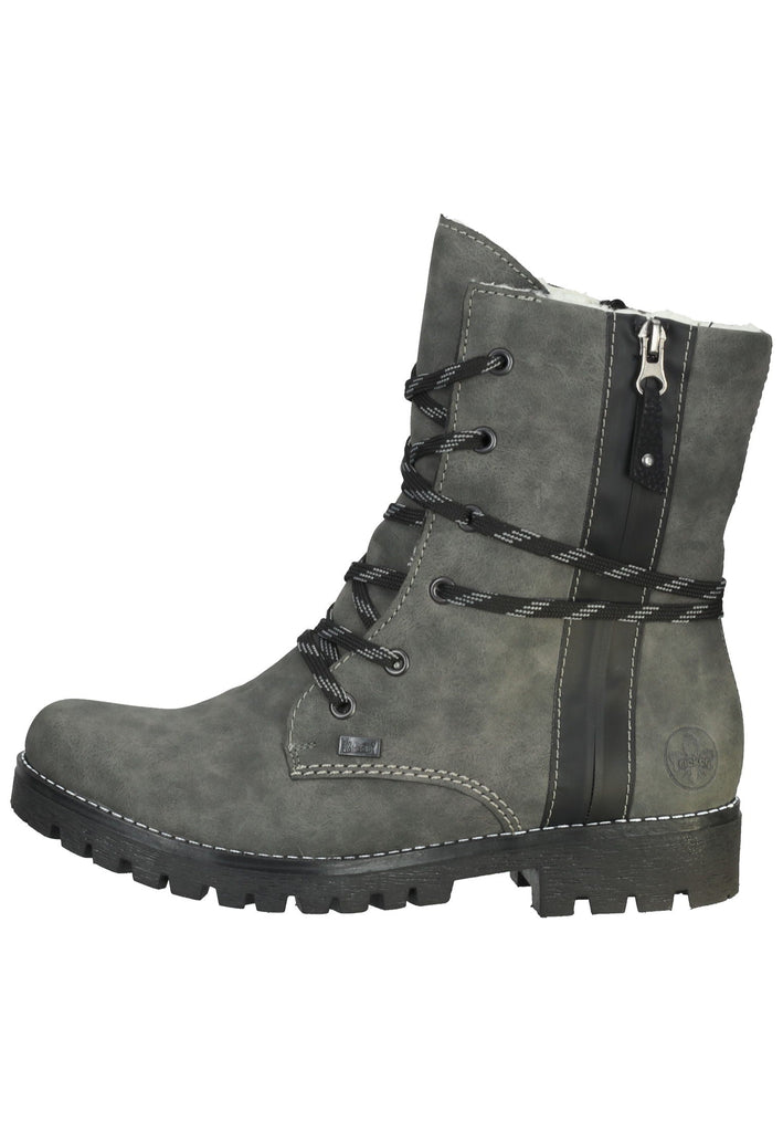 Stiefeletten Rieker Stiefelette Lederimitat Grau/Schwarz Warmfutter