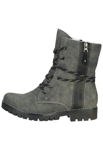 Stiefeletten Rieker Stiefelette Lederimitat Grau/Schwarz Warmfutter