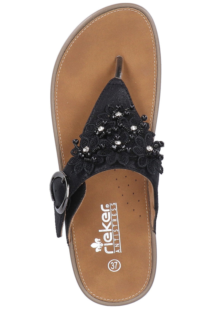 Rieker Zehensteg Textil Schwarz