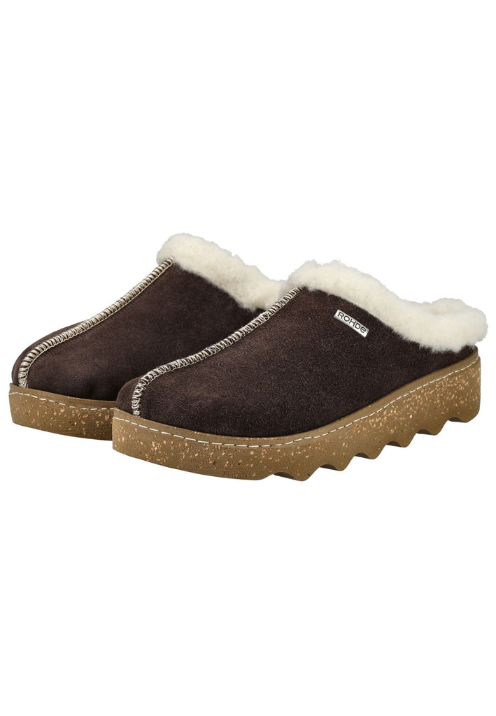 Rohde Hausschuhe Veloursleder Mocca Warmfutter
