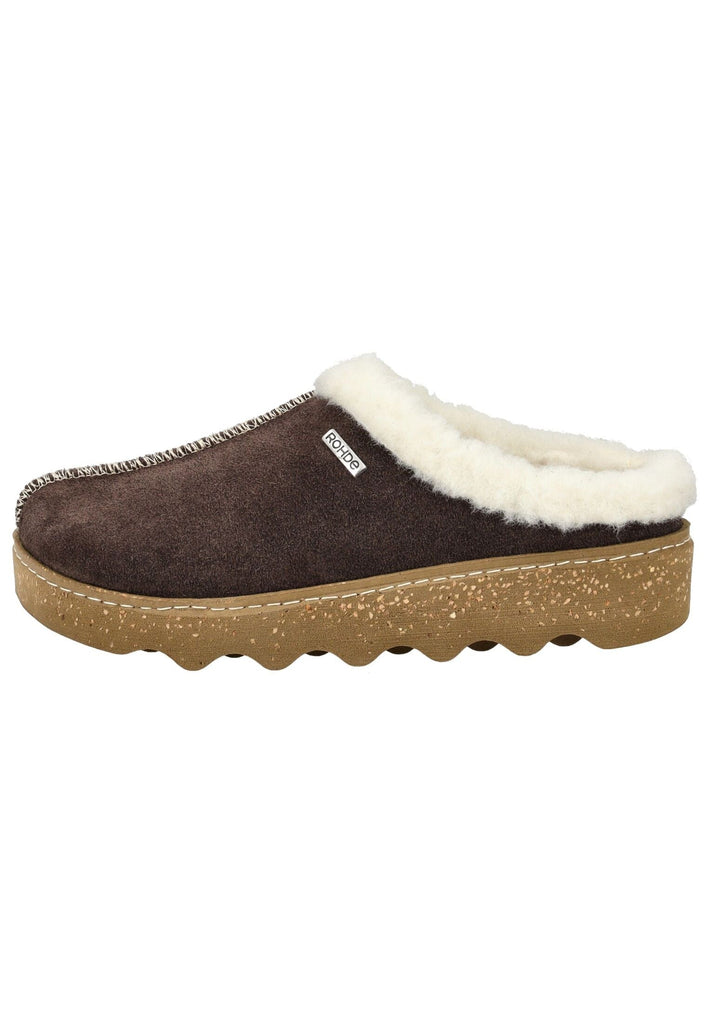 Rohde Hausschuhe Veloursleder Mocca Warmfutter