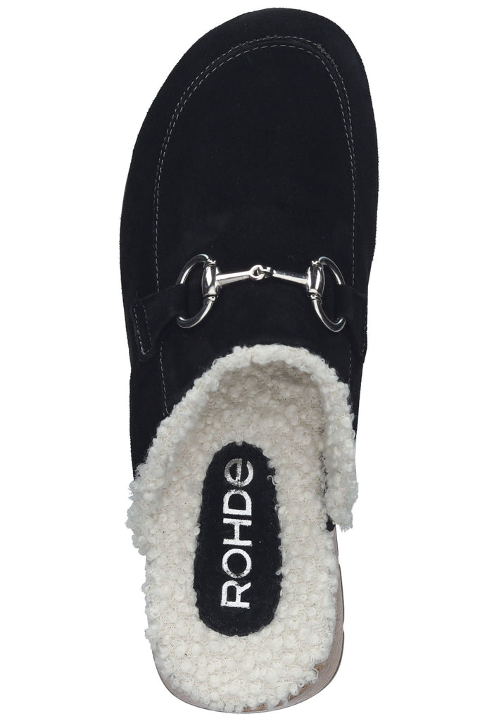 Rohde Hausschuhe Veloursleder Schwarz Warmfutter
