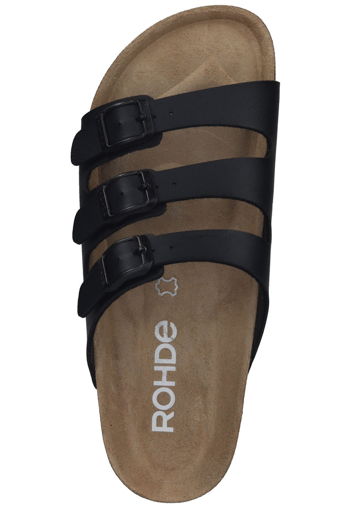 Rohde Pantoletten Lederimitat Schwarz